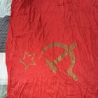 Antique Red Soviet Ussr Flag Banner Hammer   Sickle Star 