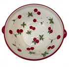 Home Ceramic Cherry Colander Red Rim Handles Vintage Farmhouse Kitchen Decor