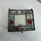 Vintage Pressed Flower Glass Jewelry Trinket Box Mirror Clear Wildflowers Boho
