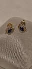 Vintage Gold Sapphire And Diamond Pendant Necklace   Earrings Set Original Box
