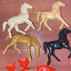 Vtg Lot Of Plastic Toy Farm Animals  Cowboys  Indians  Fence  Army Men - Mpc