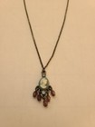 1928 Vintage Style Blue white  Oval Cameo Pendant Necklace