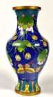 Vintage Chinese Cloisonne Enamel Vase-cobalt Blue Butterfly Floral-late 1800 s