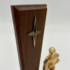 Vintage Mcm Midcentury Solid Baseball Champs Trophy Walnut Wood Elks 1970s