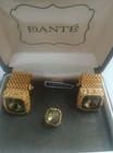 Men s Vtg Dante Volcano Panther Mesh Nugget Cufflinks Tie Tac Set Book Piece