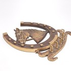 Vintage Large Brass Key Holder Wall Mount Lucky Horseshoe Equestrian Horse 9x7