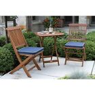 Outdoor Interiors Eucalyptus Wood 3-piece  Bistro Patio Set  Blue
