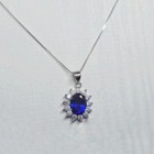 6 00ct Oval Cut Natural Blue Sapphire   Diamond 14k White Gold Luxury Pendant