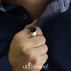 555jewelry Stainless Steel High Polish Plain Oval Black Onyx Signet Ring For Men