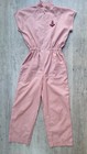 Vintage 1960 70 s Red Micro Pinstripe Zip Front Jumpsuit - Size S m