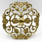 Rare Antique 5 5  Wide Cast Brass Medallion - Architectural Salvage Hardware