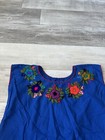 Vintage 70 s Mexican Top   Blue Cotton Embroidered Oaxacan Peasant Hippie M-l