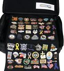 Large Collector Lapel Pin Bag - 3 Page Black W  Blue Piping  hold Up To 350 Pins