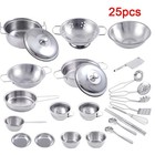 Mini Kitchen Utensils Toys Set For Kids Girl Stainless Steel Can Hold Food 25pcs