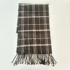 Tartan Plaid 100  Cashmere Scarf 65   x11 5    Gray Brown Made In Scotland Warm Soft