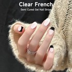 Semi Cured Gel Nail Strips  28 Pcs Gel Nail Stickers Full Nail A47 Clear French