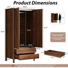 Modern Walnut Wardrobe Storage Cabinet Doors Drawers Tall Bedroom Armoire Closet