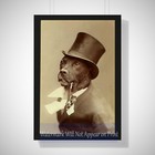 Antique Photo Dog Smoking Pipe In A Top Hat Whimsical Vintage Photo Print