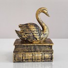 Vintage French Ceramic Swan Figurine On Books Gold Bird Statue Decor Gift 5 5  