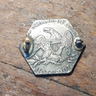 Hexagon Unique Love Token 1860s Seated Liberty Half Dollar Coin Into Pin Brooch