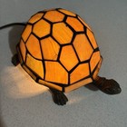 Vintage Tiffany Style Turtle Lamp Amber Glass Brass Base Tortoise Night Light