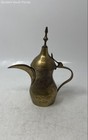 Vintage Engraved Brass Scroll Handle Lidded Middle Eastern Dallah Coffee Pot