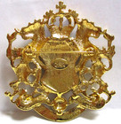 Lg Vintage Joan Rivers Heraldic Crowned Lions Royal Crest Brooch  Gold Tone Pin