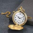 Men s Polish Glossy Gold Round Quartz Pocket Watch Sweater Chain Necklace Unisex