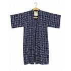Japanese Fortune Kanji Yukata Kimono Robe Navy Cotton Unisex Large Made In Japan