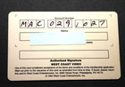 Rare Vintage West Coast Video Membership Card 1994  Excellent Condition