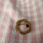 Vintage Gold Tone Round Brooch Pin Red Round Stone Unisex Adults