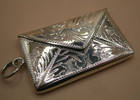 Edwardian Style Sterling Silver Double Bright Cut Envelope Stamp Case Box Holder