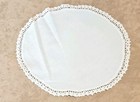Antique Handmade White Linen With 1 4  Tatting Edge 8 7 5  X 9 25  Doily  