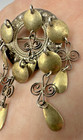 830 S Silver Norwegian Solje Wedding Dangle Filigree Brooch Pin Vtg Gold Tone