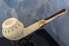 Unsmoked Best Cao Meerschaum Lattice Bulldog Apple Shape Pipe Amber Stem Box