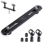 Dual Microphone Stand Holder  Stereo Array Bar  Aluminum  Adjustable Spacing