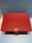 Germany Her2 Sewing Basket Vintage Red Lid  And Straw As Is 10 5x 7 5x 4 5 