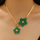  Women s Fashion Elegant Green Flower Pendant Necklace Earring Set Gift Alloy 