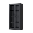 65 Inch Lockable Display Cabinet With Tempered Glass Doors   Adjustable Shelves