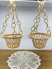 Pair Of Vintage Hanging Wicker Baskets     Boho Plant Holders     Handwoven Links