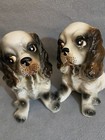 Spaniel Dog Puppy Figurines Cocker King Charles Vintage Sitting Pair Glazed 