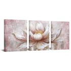  Pink Gold Lotus Canvas Set Of 3 Wall Art Framed Flowers Paintings Wall 