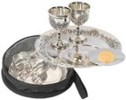 Durable Silver-plated Communion Set With Jerusalem Scenes - Perfect For Travel