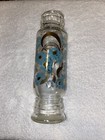 Vintage Teal   Gold Glass Floral Vase 9 5    Tall