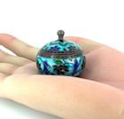 Vintage Sterling Silver   Enamel Multicolor Trinket Pill Lidded Box