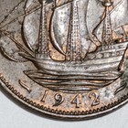1942 Great Britain Half Penny Coin United Kingdom England