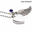 New Crystal Heart Wing Urn Necklace For Ashes Cremation Pendant Memorial Jewelry