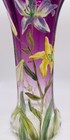 Amazing Antique French Mont Joye Amethyst Ombre Optic Paneled Glass Vase Floral