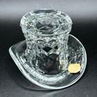 Fostoria American Clear Glass Top Hat Toothpick Holder Cube Pattern Sticker Usa