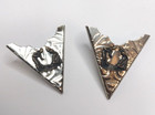 Pair Of Vintage Silver Metal Square Dancing Shirt Collar Tips  Free Shipping
